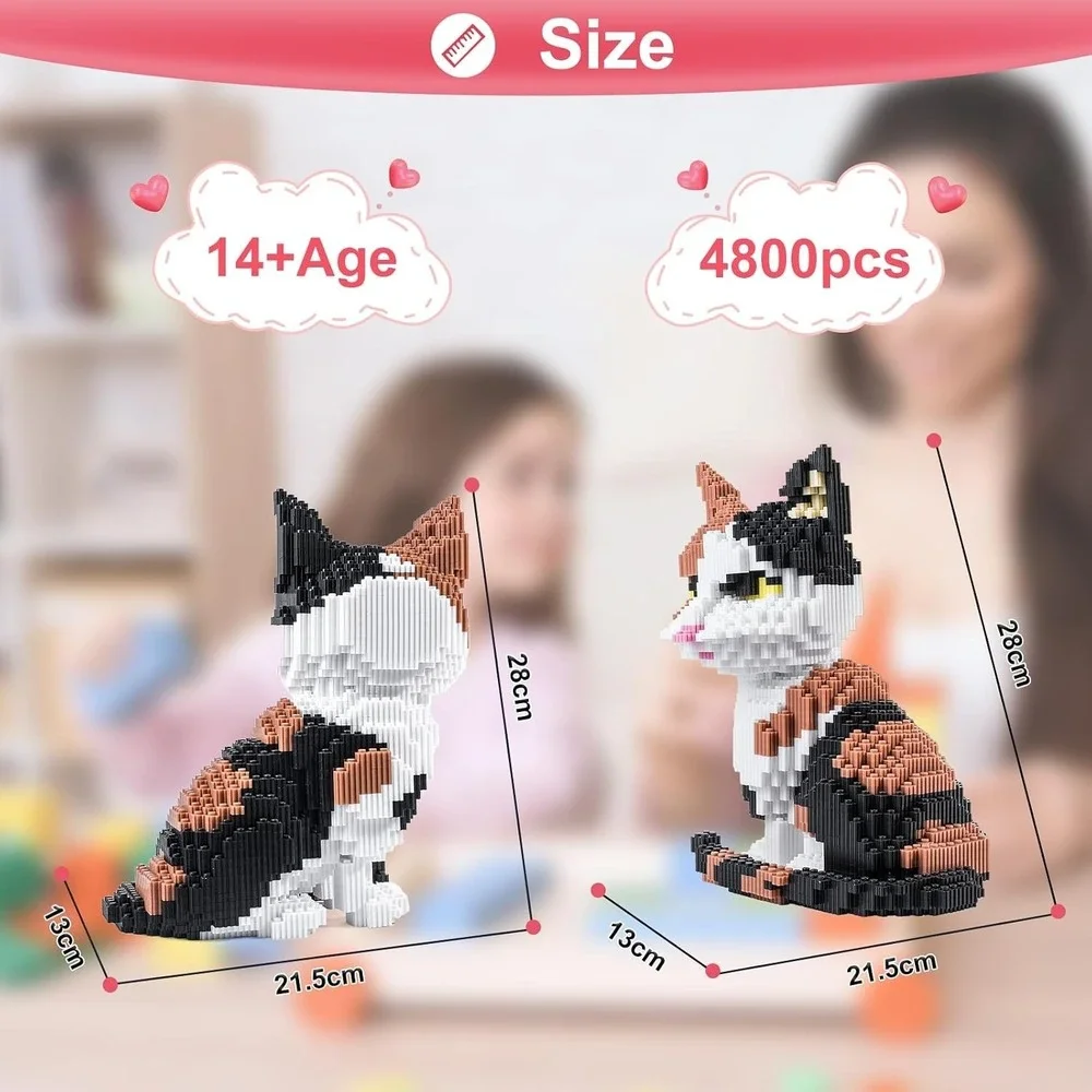 Ahzilei 7824 Mini Kitty Cat 3D Puzzle Building Blocks Set 4800pcs STEM Toy